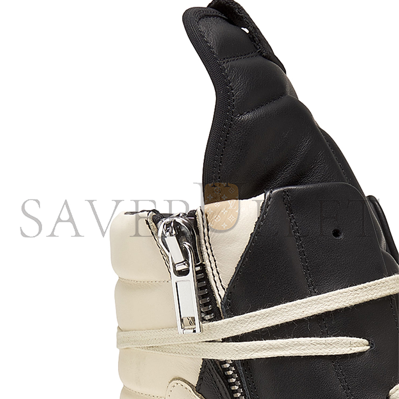 RICK OWENS GEOBASKET LEATHER HIGH TOP SNEAKERS 